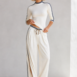 Camille Relaxed Two-Piece Set — White, studio product shot