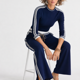 Camille Relaxed Two-Piece Set — Navy, studio product shot