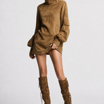 Mira Suede Turtleneck Mini — Brown, jcrew product shot