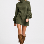 Mira Suede Turtleneck Mini — Forest, jcrew product shot