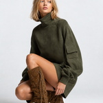 Mira Suede Turtleneck Mini — Forest, jcrew product shot