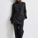 Mira Suede Turtleneck Mini — Black, jcrew product shot