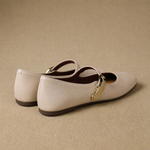 Lyra Italian Leather Buckle Flat — Beige, banana_republic product shot