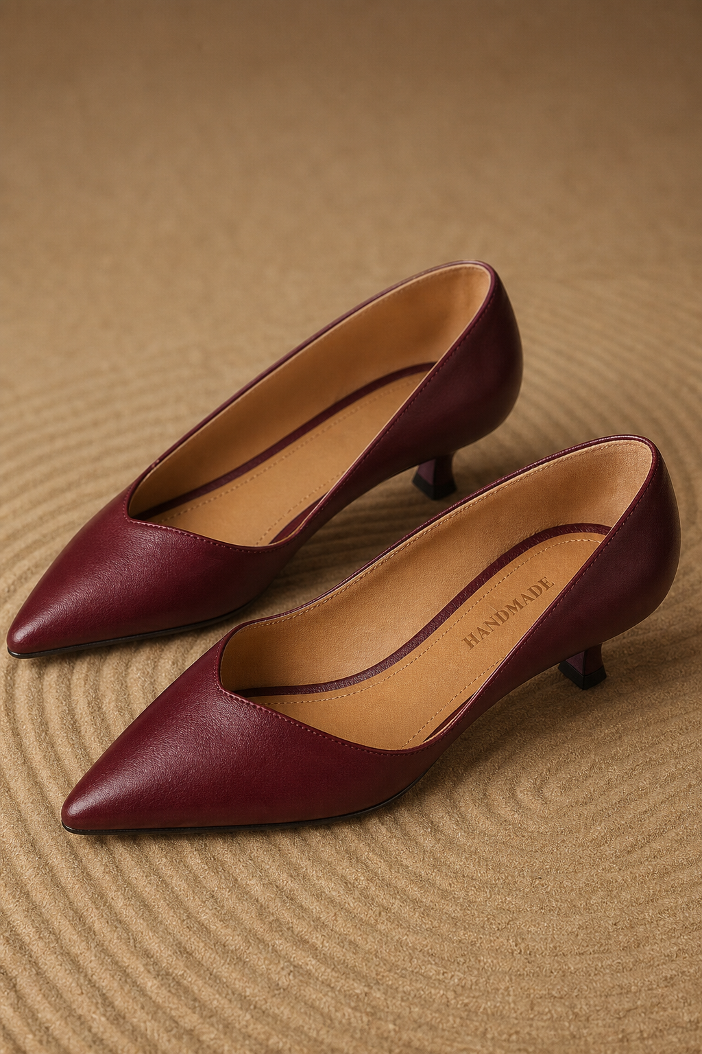 Cassis Italian Leather Kitten Heel — Maroon, banana_republic product shot