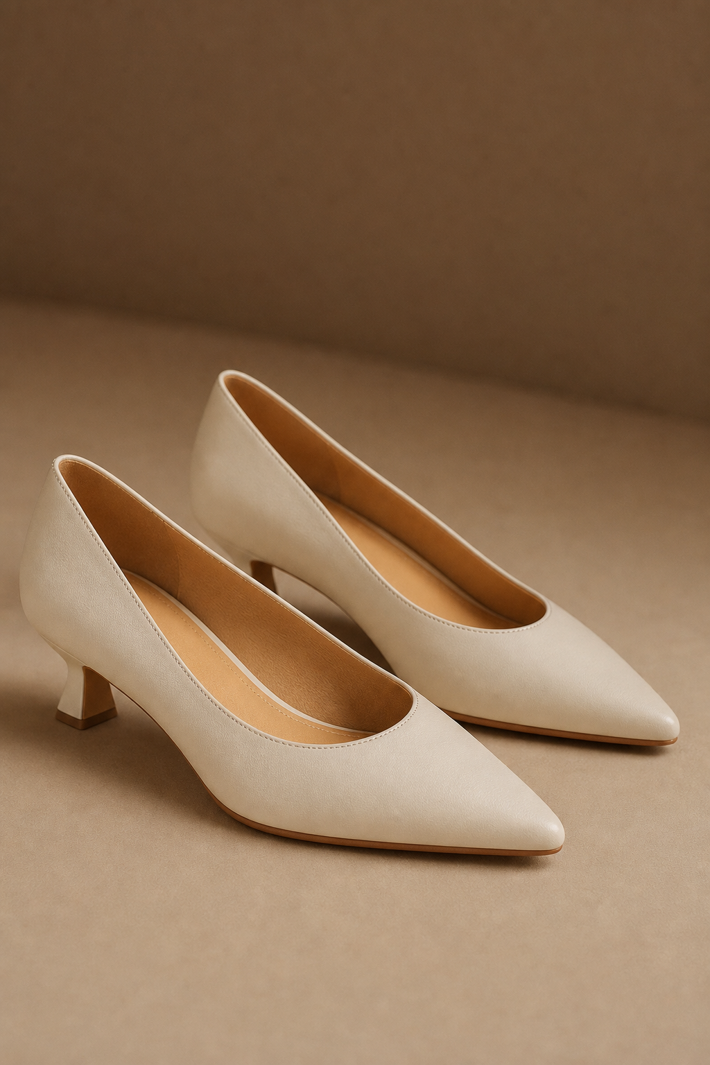 Cassis Italian Leather Kitten Heel — Beige, banana_republic product shot