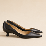 Cassis Italian Leather Kitten Heel — Black, banana_republic product shot