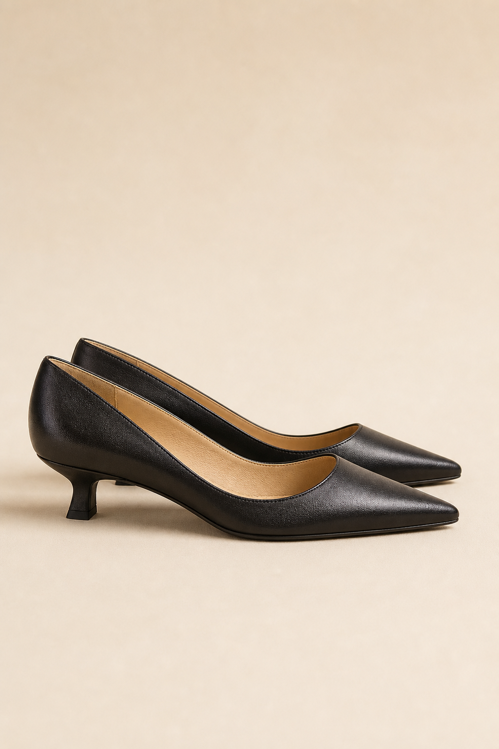 Cassis Italian Leather Kitten Heel — Black, banana_republic product shot
