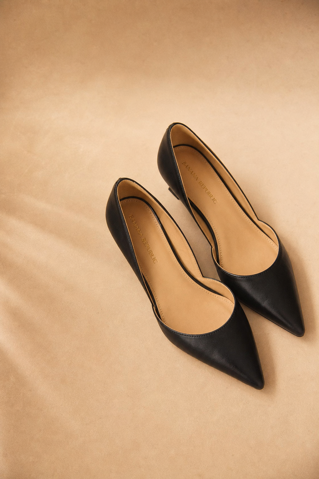 Cassis Italian Leather Kitten Heel — Black, banana_republic product shot