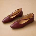 Cala Italian Leather Cross-Strap Pointed Flat — Maroon, banana_republic product shot