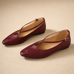 Cala Italian Leather Cross-Strap Pointed Flat — Maroon, banana_republic product shot