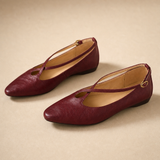 Cala Italian Leather Cross-Strap Pointed Flat — Maroon, banana_republic product shot