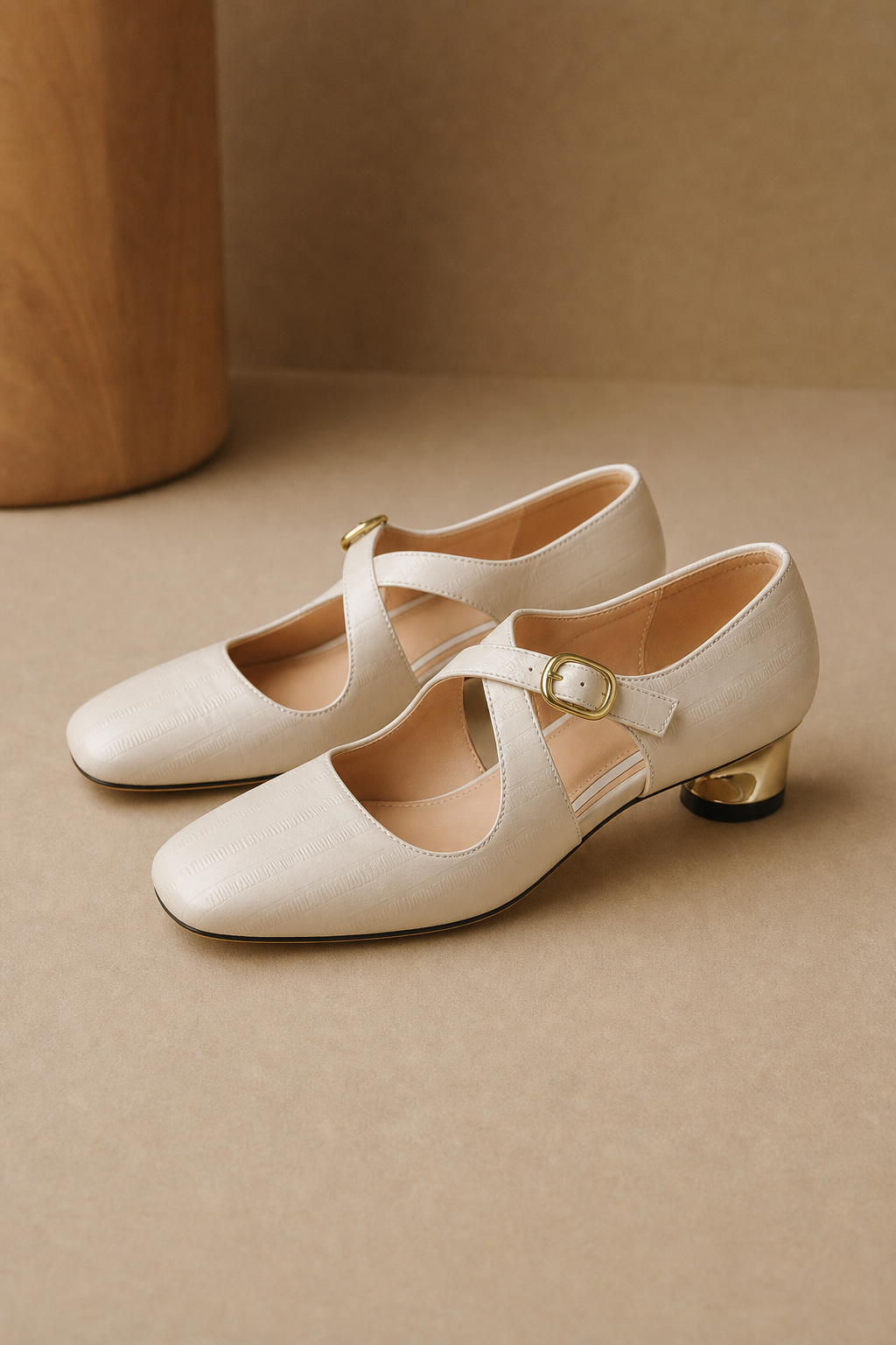 Ravello Italian Leather Cross-Strap Heel — Beige, banana_republic product shot