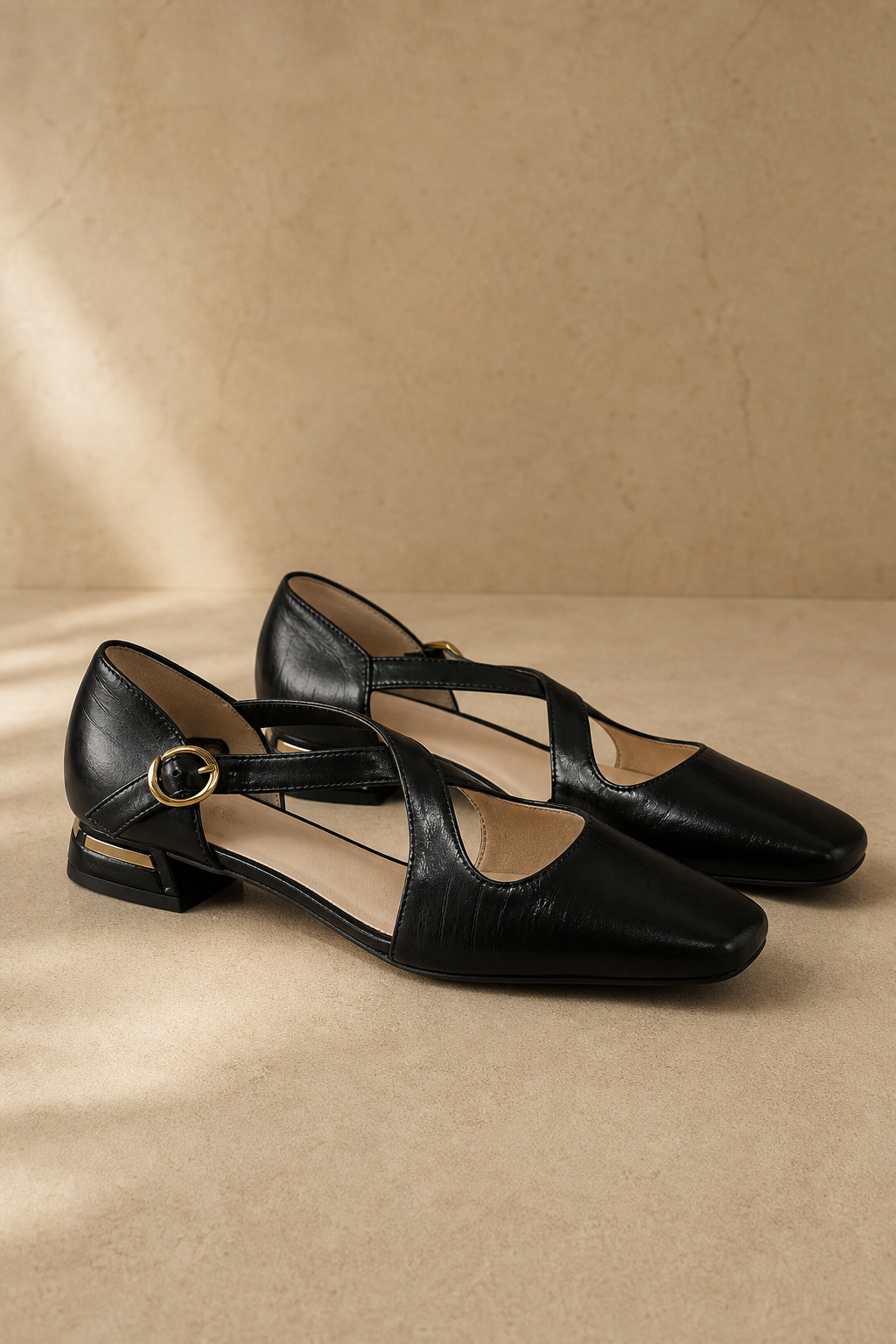 Ravello Italian Leather Cross-Strap Heel — Black, banana_republic product shot