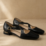 Ravello Italian Leather Cross-Strap Heel — Black, banana_republic product shot