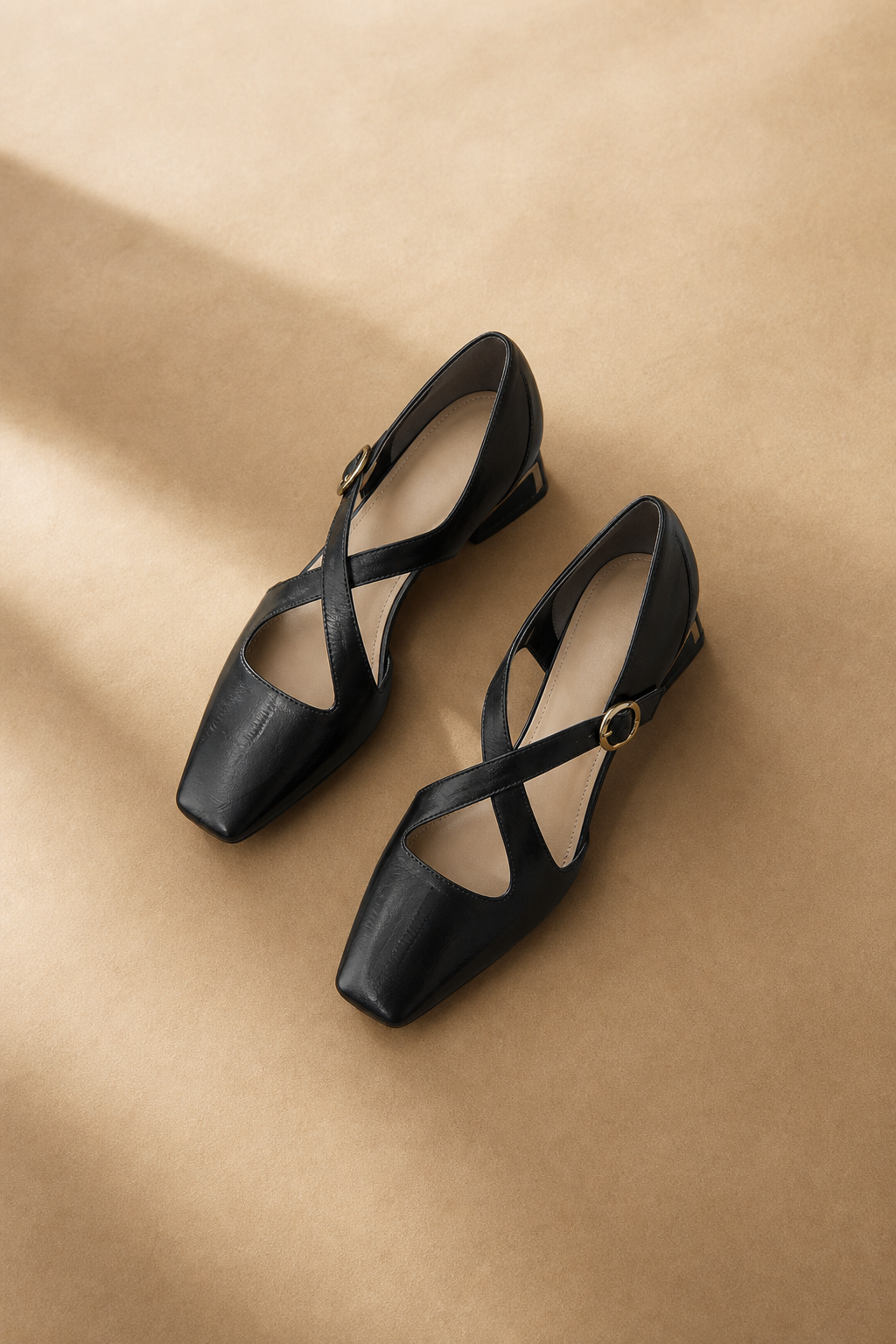 Ravello Italian Leather Cross-Strap Heel — Black, banana_republic product shot