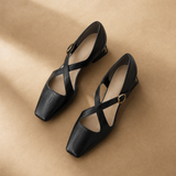 Ravello Italian Leather Cross-Strap Heel — Black, banana_republic product shot