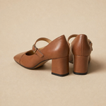 Celeste Italian leather T-Buckle Pump — Brown, banana_republic product shot