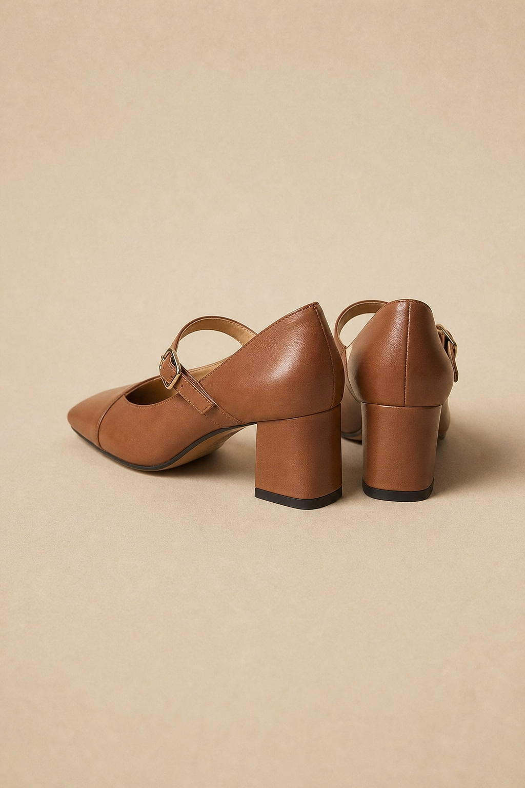 Celeste Italian leather T-Buckle Pump — Brown, banana_republic product shot
