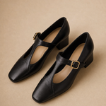 Celeste Italian leather T-Buckle Pump — Black, banana_republic product shot