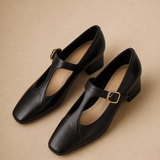 Celeste Italian leather T-Buckle Pump — Black, banana_republic product shot