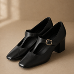 Celeste Italian leather T-Buckle Pump — Black, banana_republic product shot