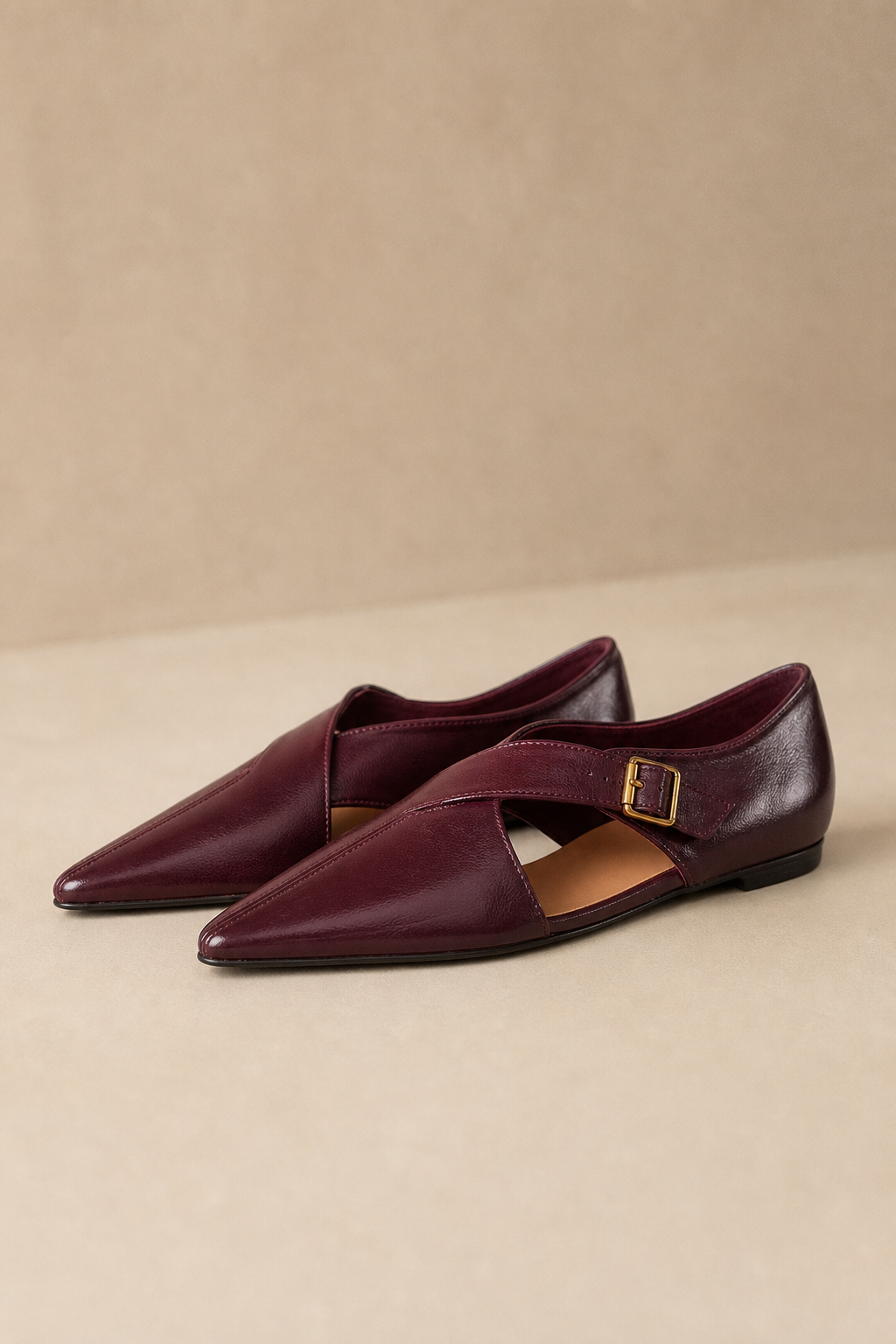 Positano Italian Leather Pointed-Toe Mule — Maroon, banana_republic product shot