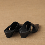 Positano Italian Leather Pointed-Toe Mule — Black, banana_republic product shot