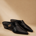 Positano Italian Leather Pointed-Toe Mule — Black, banana_republic product shot