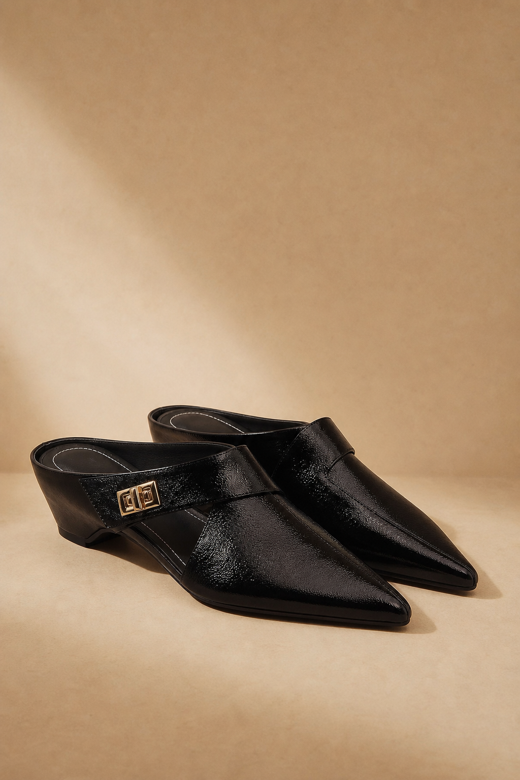 Positano Italian Leather Pointed-Toe Mule — Black, banana_republic product shot
