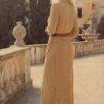 Selene Lapel Maxi Dress — Khaki, studio product shot