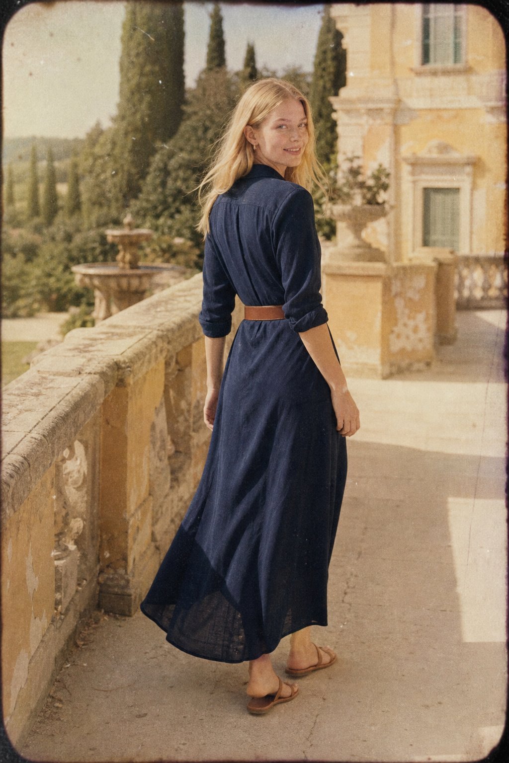 Selene Lapel Maxi Dress — Navy, studio product shot