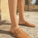 Liora Woven Buckle Mule, studio product shot