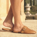 Liora Woven Buckle Mule, studio product shot