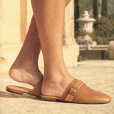 Liora Woven Buckle Mule, studio product shot