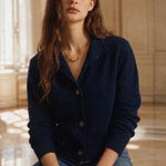 Madison Avenue Cardigan — Navy, studio product shot