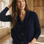 Madison Avenue Cardigan — Navy, studio product shot