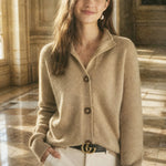 Madison Avenue Cardigan — Camel, studio product shot