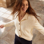 Madison Avenue Cardigan — Ivory, studio product shot
