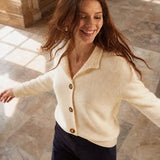 Madison Avenue Cardigan — Ivory, studio product shot