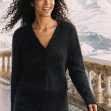 Hässleholm Cardigan — Black Fur, studio product shot