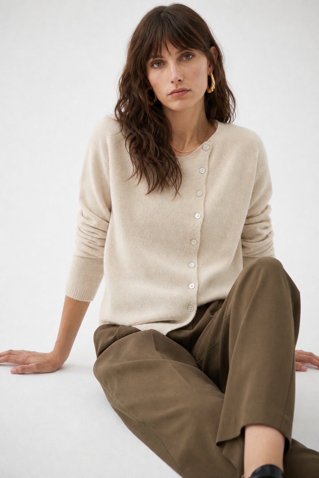 Amélise Asymmetric Button Sweater, studio product shot