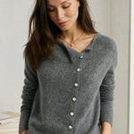 Amélise Asymmetric Button Sweater, studio product shot