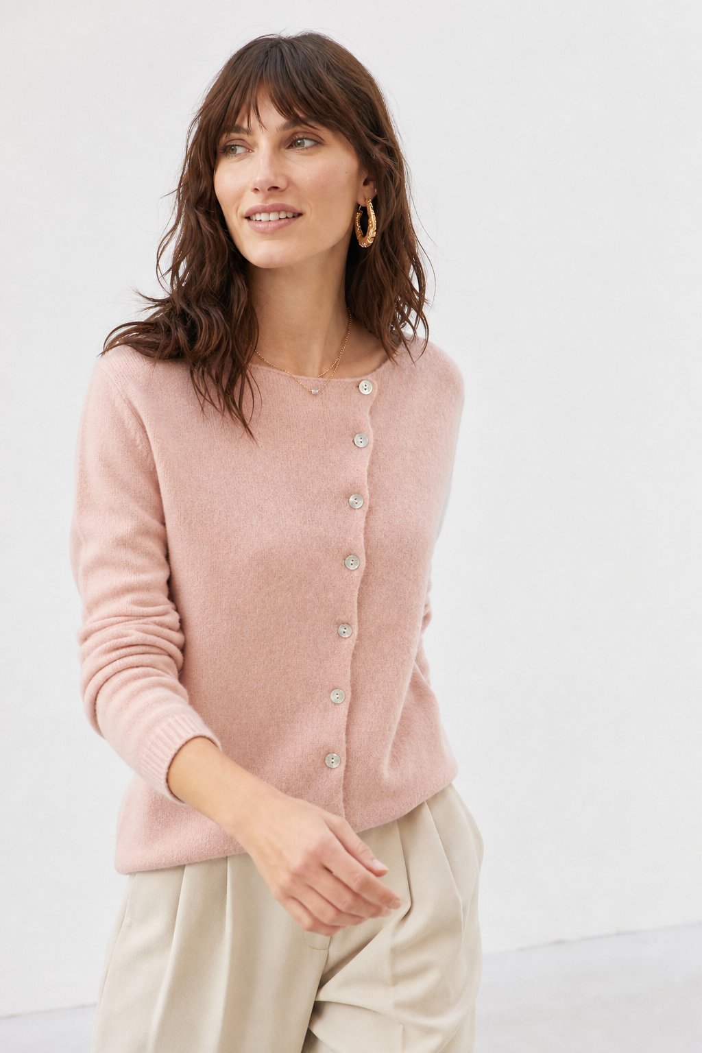 Amélise Asymmetric Button Sweater, studio product shot