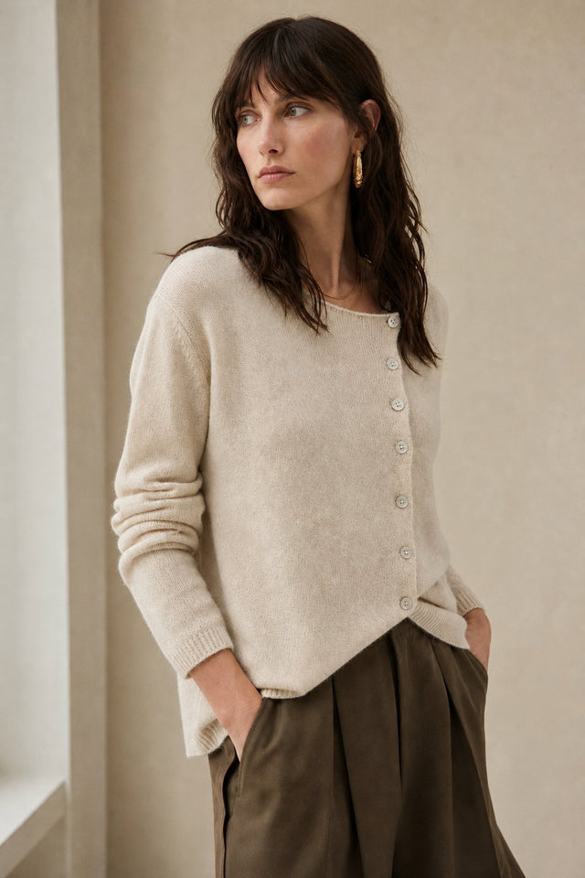 Amélise Asymmetric Cashmere Button Sweater