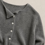 Amélise Asymmetric Cashmere Button Sweater, studio product shot