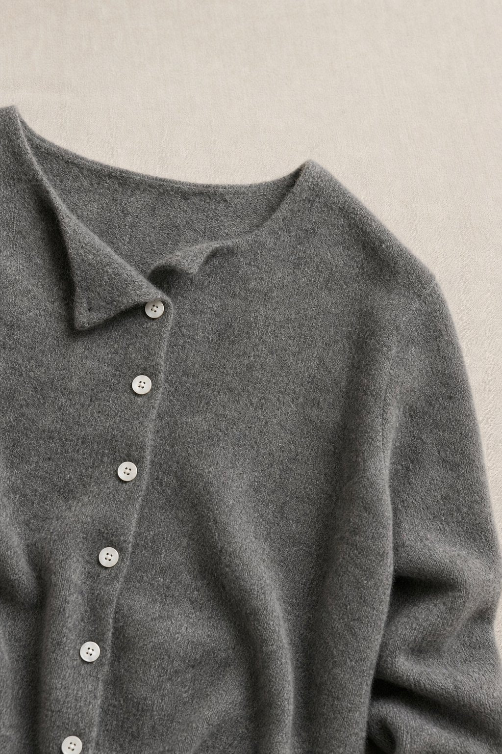 Amélise Asymmetric Cashmere Button Sweater, studio product shot