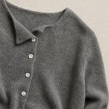 Amélise Asymmetric Cashmere Button Sweater, studio product shot