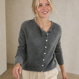Amélise Asymmetric Cashmere Button Sweater, studio product shot