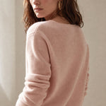 Amélise Asymmetric Cashmere Button Sweater — Pink, studio product shot