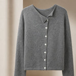 Amélise Asymmetric Cashmere Button Sweater, studio product shot